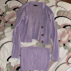 Crop top and cardigan knit set